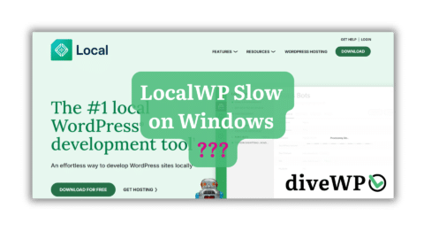 LocalWP Slow on Windows LocalWP slow on Windows: Local website screenshot with the diveWP logo